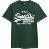 Superdry - T-shirt - Groen - Katoen - Korte Mouwen