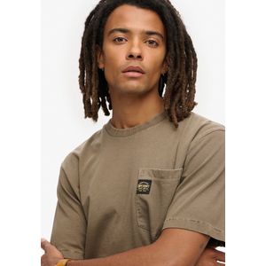 Superdryvoor mannen. M1012079A Contrast Stitch Pocket T-shirt beige (L), Casual, Katoen, Korte mouwen