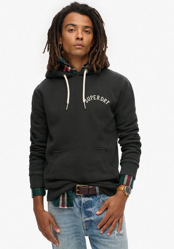 Superdryvoor mannen. M2013689A Tattoo grafisch sweatshirt zwart (S), Casual, Katoen, Duurzaam