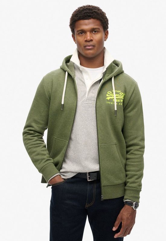 Superdry - Vintage Hoodie - Groen - Katoen - Relaxte Pasvorm