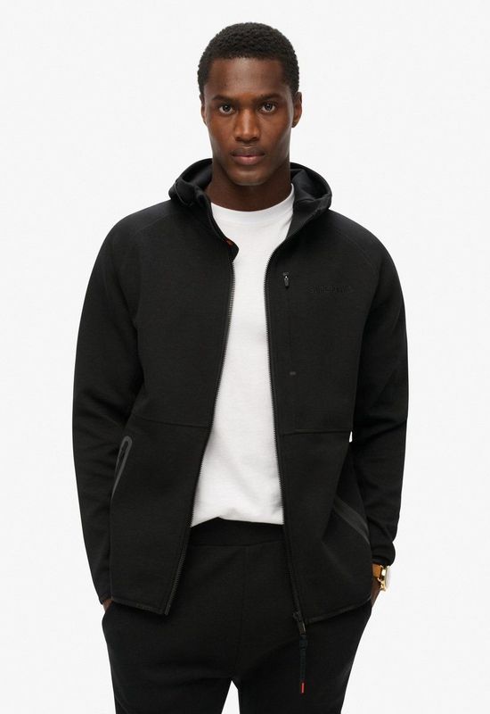 Superdry - M2013743A - Hoodie - Zwart - Katoen, Ritssluiting, Capuchon, Reflecterende Strips