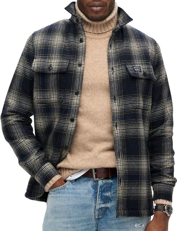 Superdry - M4010720A - Geruit Overhemd - Groen - Met Fleece Gevoerd - Lange Mouwen