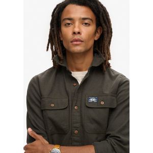 Superdry - M4010723A - Flanellen Werkoverhemd - Marineblauw - Lange Mouwen - Biologisch Katoen