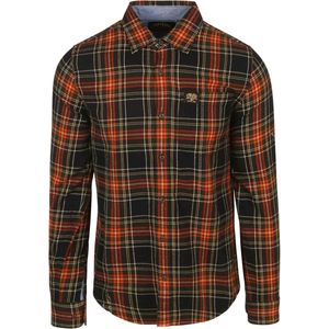 Superdry - Geruit Overhemd - Zwart Oranje - 100% Katoen - Slim Fit