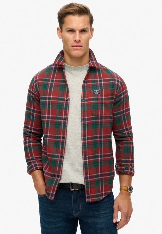 Superdry - M4010727A - Houthakkershemd - Rood - Katoen - Lange Mouwen