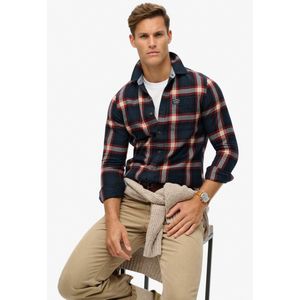 Superdry - M4010727A - Geruit Houthakkershemd - Marineblauw - Biologisch Katoen - Lange Mouwen