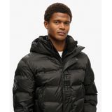 Superdry - Hooded City Graphic Puffer Jas - Zwart - Gewatteerd - Waterafstotend