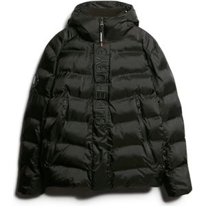Superdry - Hooded City Graphic Puffer Jas - Zwart - Gewatteerd - Waterafstotend