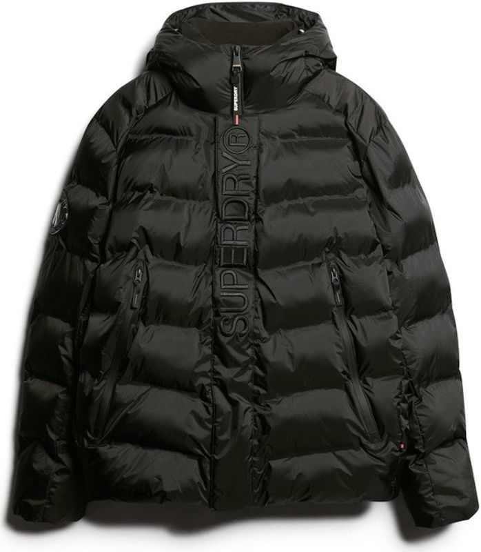 Superdry - Hooded City Graphic Puffer Jas - Zwart - Gewatteerd - Waterafstotend