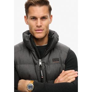 Superdryvoor mannen. M5012038A Gewatteerd tweed gilet Sportgrijs (S), Casual, Gerecycled polyester, Duurzaam