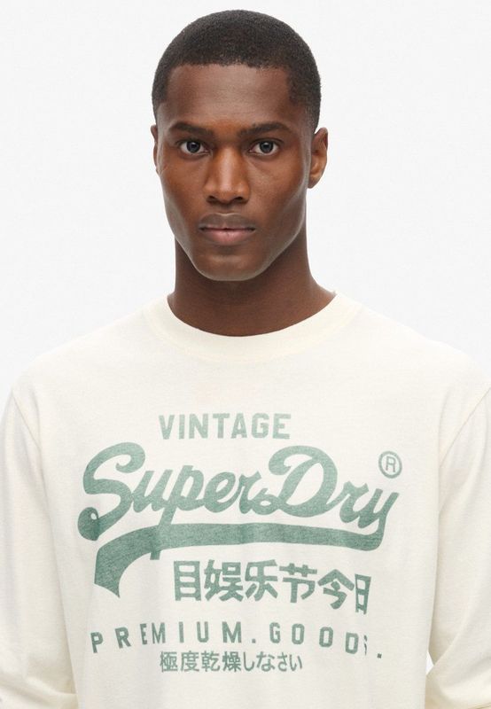 Superdry - Classic Vl Graphic - T-shirt - Beige - Lange Mouwen