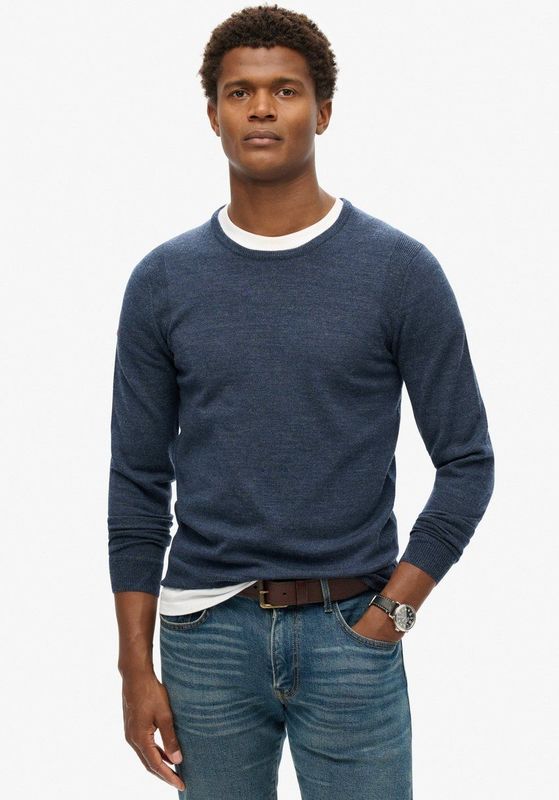 SUPERDRY - Trui - Zwart - Merinoswol - Lange Mouwen