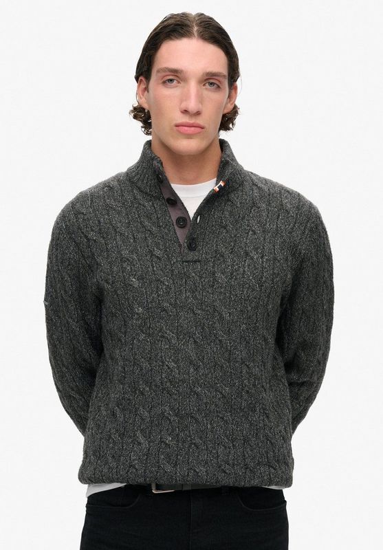 Superdry - Getailleerd Knooptrui - Gebreide Trui - Zwart