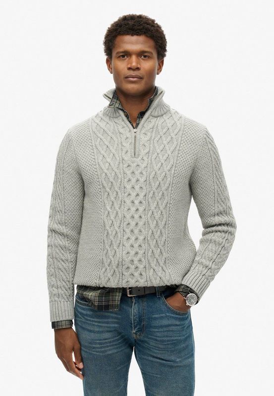 Superdry Jacob Cable Knit Half Zip Heren Trui