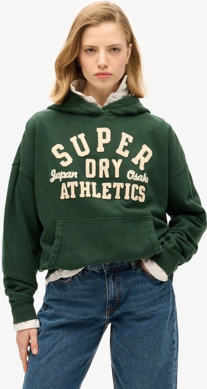 Superdry - W2012137A - Sweater - Diepgroen - Katoen - Biologisch Katoen