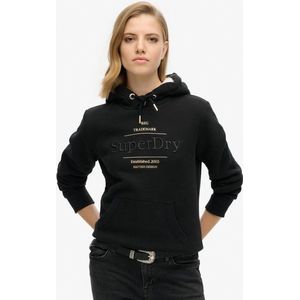 Superdry Trui Luxe Metallic Logo Hoodie 141a Black Dames