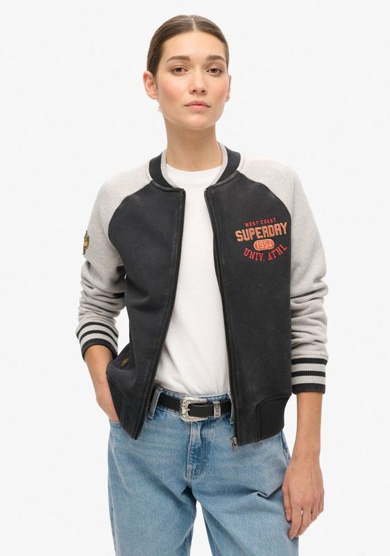 Superdry - W2012160A - Bomberjack - Zwart - Casual - Gebreid