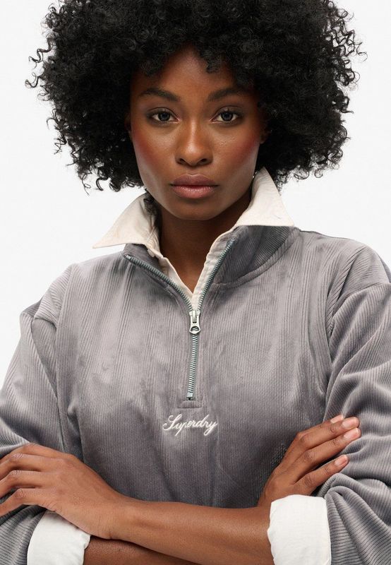 Superdry Country Club Velour Sweatshirt Met Halve Rits