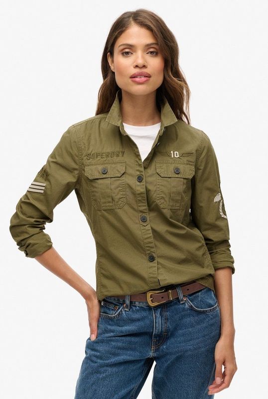 Superdry - Military Shirt - Slim Fit - Knoopsluiting - Lange Mouwen