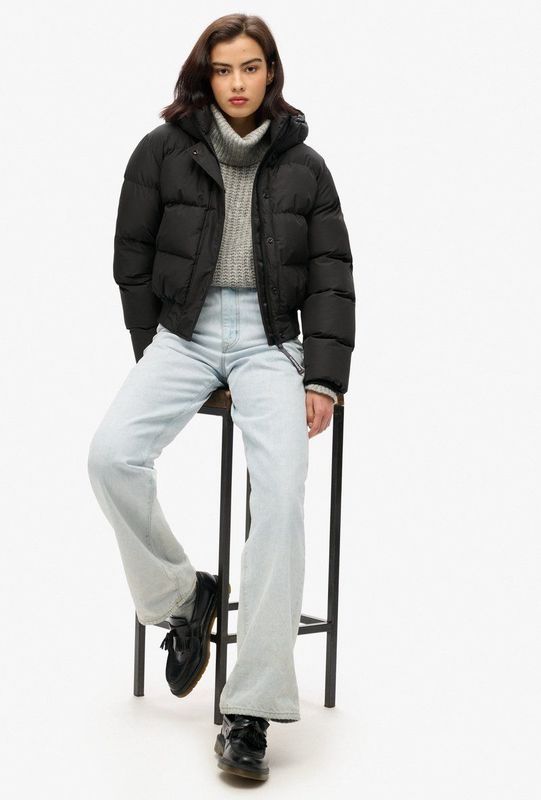 Superdry - Hooded Sports - Gewatteerd Damesjack - Zwart - Dons