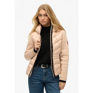Superdry - W5011739A - Gebreide Hybride Jas - Beige - Gerecycled Polyester