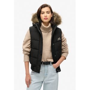 Superdry - Everest - Gilet - Imitatiebont - Zwart
