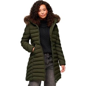 Superdry Steppjacke »FUJI FAUX FUR HOOD MID LENGTH«, mit Kapuze