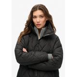 Superdry - W5011796A - Gewatteerde Jas - Zwart - Extra Lang - Casual - Polyester - Duurzaam