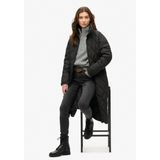 Superdry - W5011796A - Gewatteerde Jas - Zwart - Extra Lang - Casual - Polyester - Duurzaam