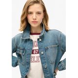 Superdry - Embroidered Denim Chore Jacket - Tussenjas - Blauw - 100% Biologisch Katoen