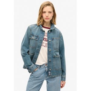 Superdry - Embroidered Denim Chore Jacket - Tussenjas - Blauw - 100% Biologisch Katoen