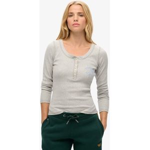 Superdry - ATHLETIC BUTTON DOWN LS TOP - Ice Grey Marl - Shirt met Lange Mouwen