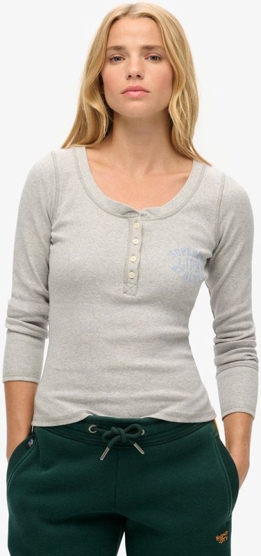 Superdry - ATHLETIC BUTTON DOWN LS TOP - Ice Grey Marl - Shirt met Lange Mouwen