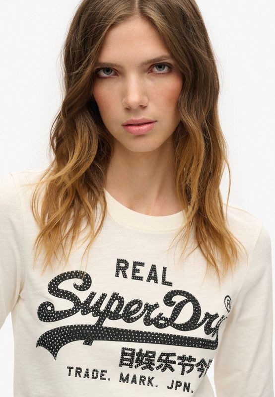 Superdry - Embellished Vintage Logo Graphic Top - T-shirt - Slim Fit - Lange Mouwen