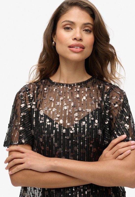 Superdry Sheer Short Sleeve Sequin T-shirt Met Korte Mouwen