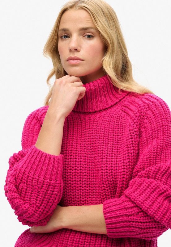 Superdry Slouchy Stitch Roll Neck Trui Blauw Vrouw