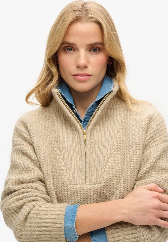 Superdry - W6110554A - Pullover - Beige - Casual - Polyester