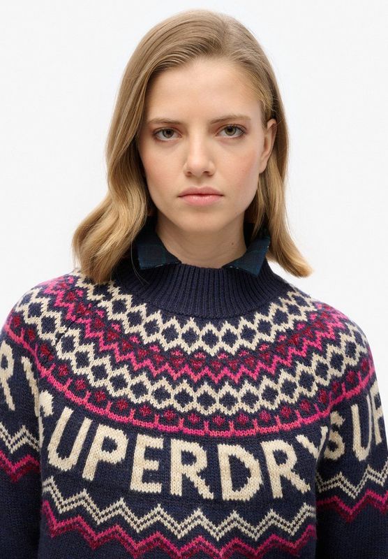 Superdry - Fairisle Branded Jumper - Trui - Groen - Katoen