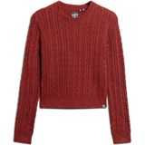 Superdry - Fitted Cable Trui - Grijs - Katoen - Geribbelde Ronde Hals