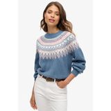 Trui - Wijdvallend - Hoog Hals - Geribde Manchetten - Patroon