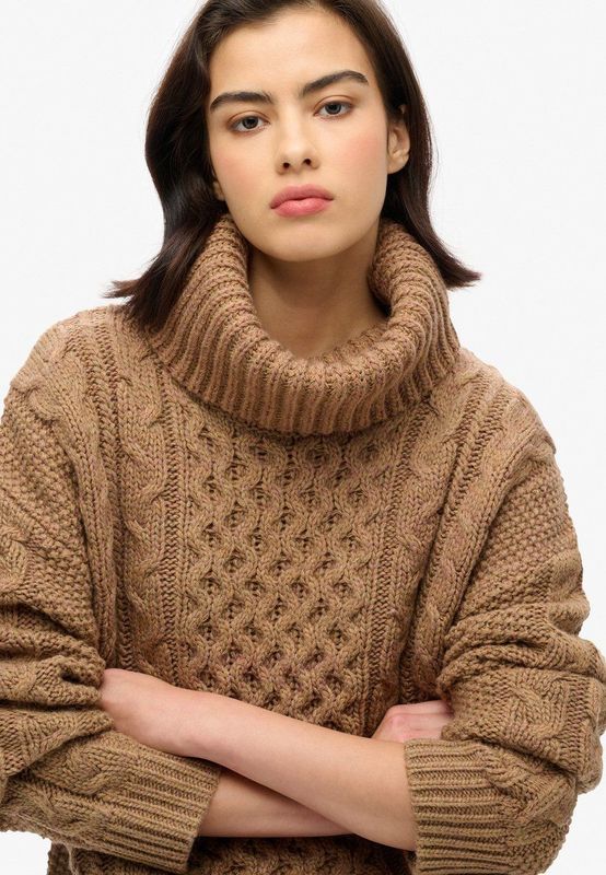 Superdry - Kabeltrui met Rolkraag - Dames - Sweaters
