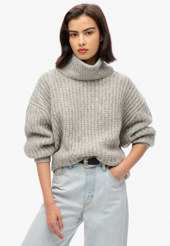 Superdry - W6110582A - Trui - Beige - Geborsteld Rib - Casual - Acryl