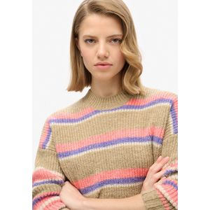 SUPERDRY - Trui - Kastanje - Acryl - Lange Mouwen - Gestreept Motief