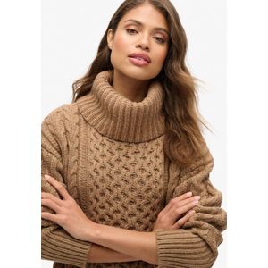 Superdry - W8011743A - Gebreide Jurk - Bruin - Lange Mouwen - Casual