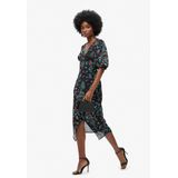 Superdry - W8011744A - Midi-jurk - Zwart - Korte Mouwen - Gerecycled Polyester - Duurzaam