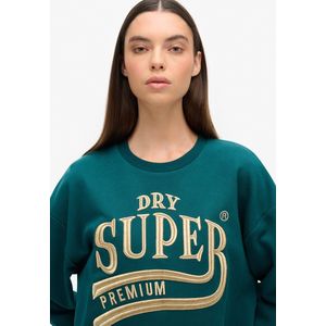 Superdry - W8011755A - Jurk van Sweatstof - Groen - Casual - Lange Mouwen - Duurzaam