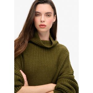 Superdry - Chunky Rib Midi-jurk - Zwart - Katoen - Lange Mouwen