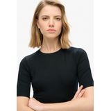 Superdry - W8011766A - Gebreide Midi-jurk - Zwart - Korte Mouwen