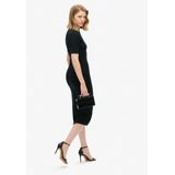 Superdry - W8011766A - Gebreide Midi-jurk - Zwart - Korte Mouwen