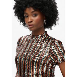 Superdry - W8011770A - T-shirt Mini-jurk - Goudkleurig - Polyester